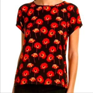 CABi Black with Red Poppy Pullon Top, Size Small